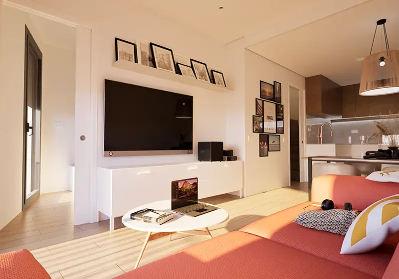 Salón Renderizado del salón comedor del dúplex